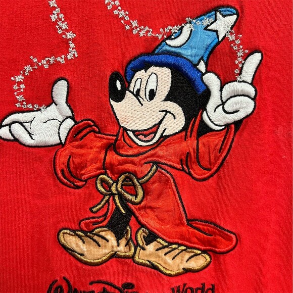 Disney Sleepshirt Women’s XL Red Mickey Mouse Sorcerer Embroidered WDW - Picture 3 of 5